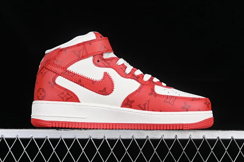 All categories Nk Air Force 1 Air Force series Nk Air Force 1 Mid Air Force mid-top Louis Vuitton x Nk Air Force 1'07 Mid jointly customized off-white red flower Air Force mid-top casual sneakers LL0222-001